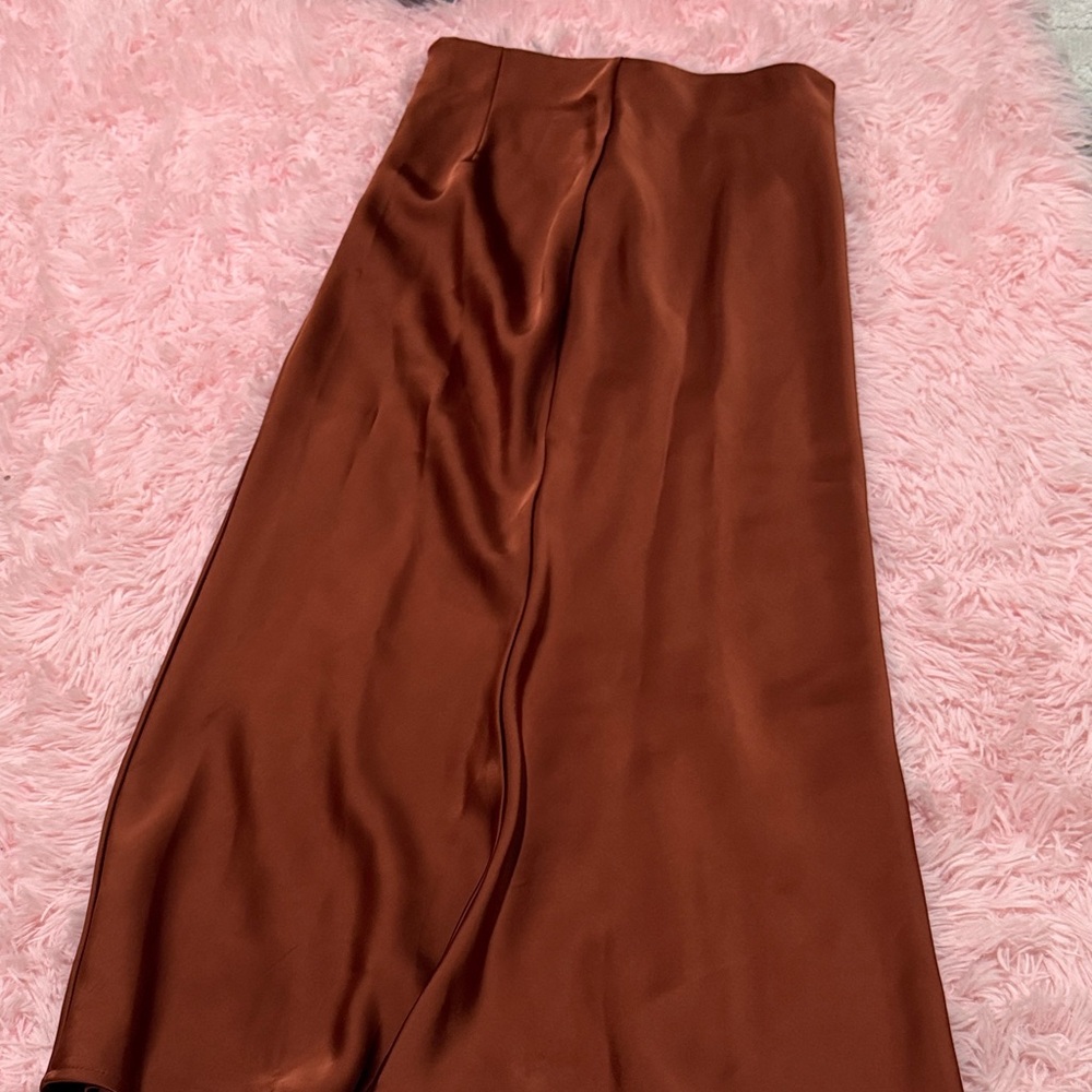 glam Rust Satin Maxi Skirt